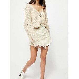 We The Free People Mini Skirt Women's 28 Bailey‎ Zebra Zinc Print Raw Hem Denim